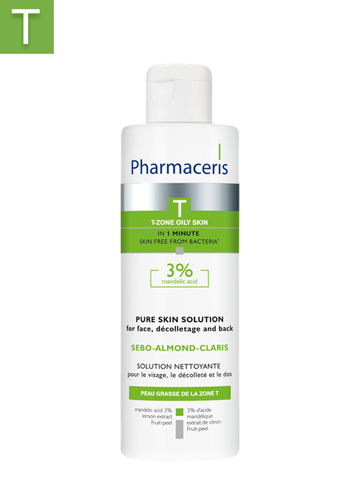 NEWNESS PHARMACERIS T BACTERIOSTATIC SOLUTION FOR THE FACE, DÉCOLLETAGE AND BACK 3% MANDELIC ACID  SEBO-ALMOND-CLARIS 190 ML